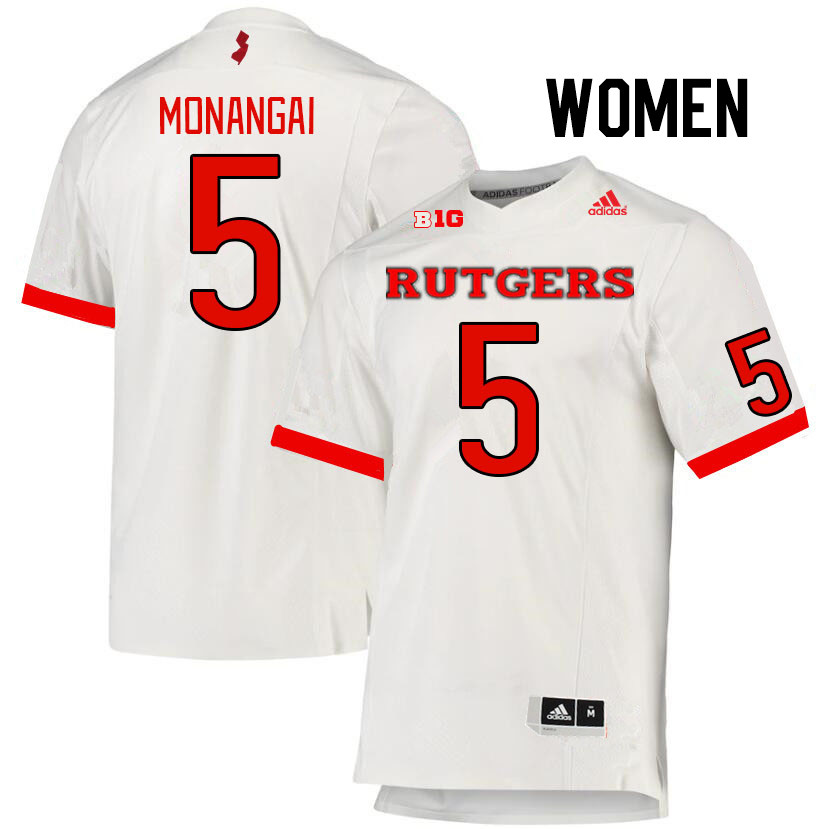 Women #5 Kyle Monangai Rutgers Scarlet Knights College Football Jerseys Stitched Sale-White